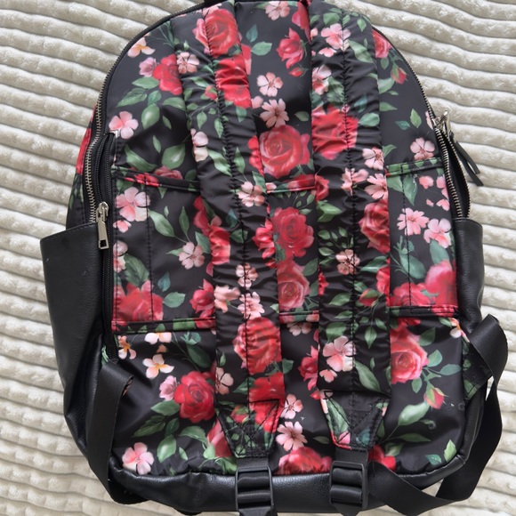 Floral Black and Red Backpack - Picture 7 of 13